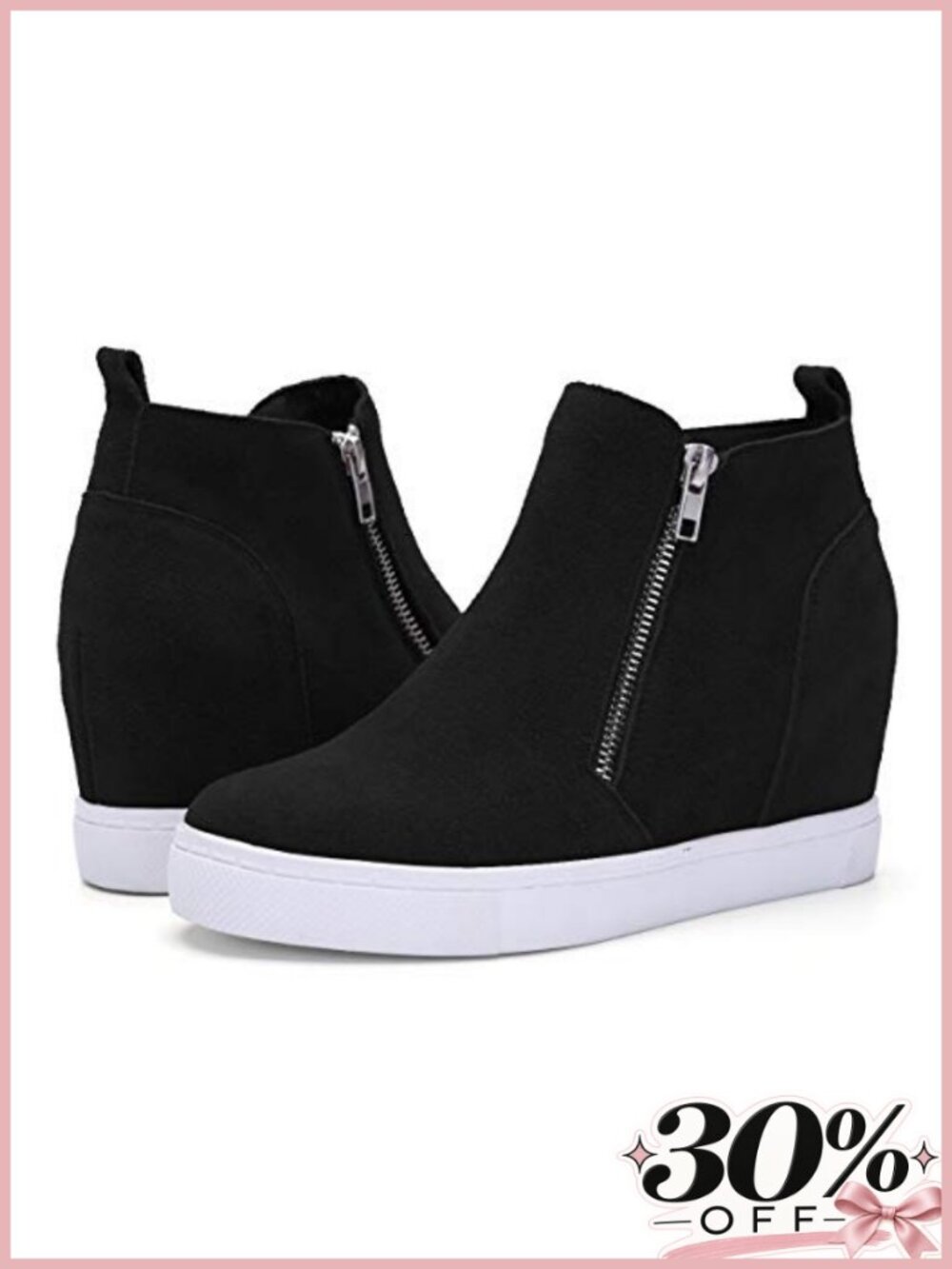 Wedge Sneakers Platform Hidden Heel Suede Ankle Booties Casual Walking Shoes